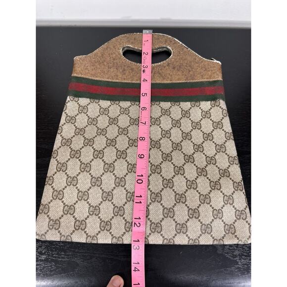 Gucci Vintage Monogram Web Top Handle Bag 1960's Leather Coated Canvas - Picture 11 of 14